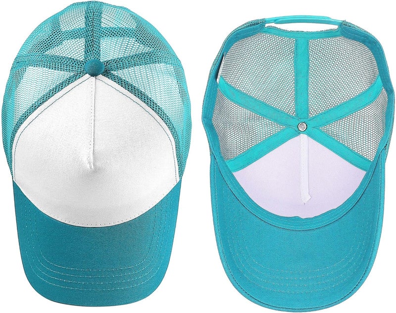 Falari 5-Panel Mesh Baseball Cap, Trucker Hat, Structured Plain Design, Cotton, Adjustable Size - Image 4
